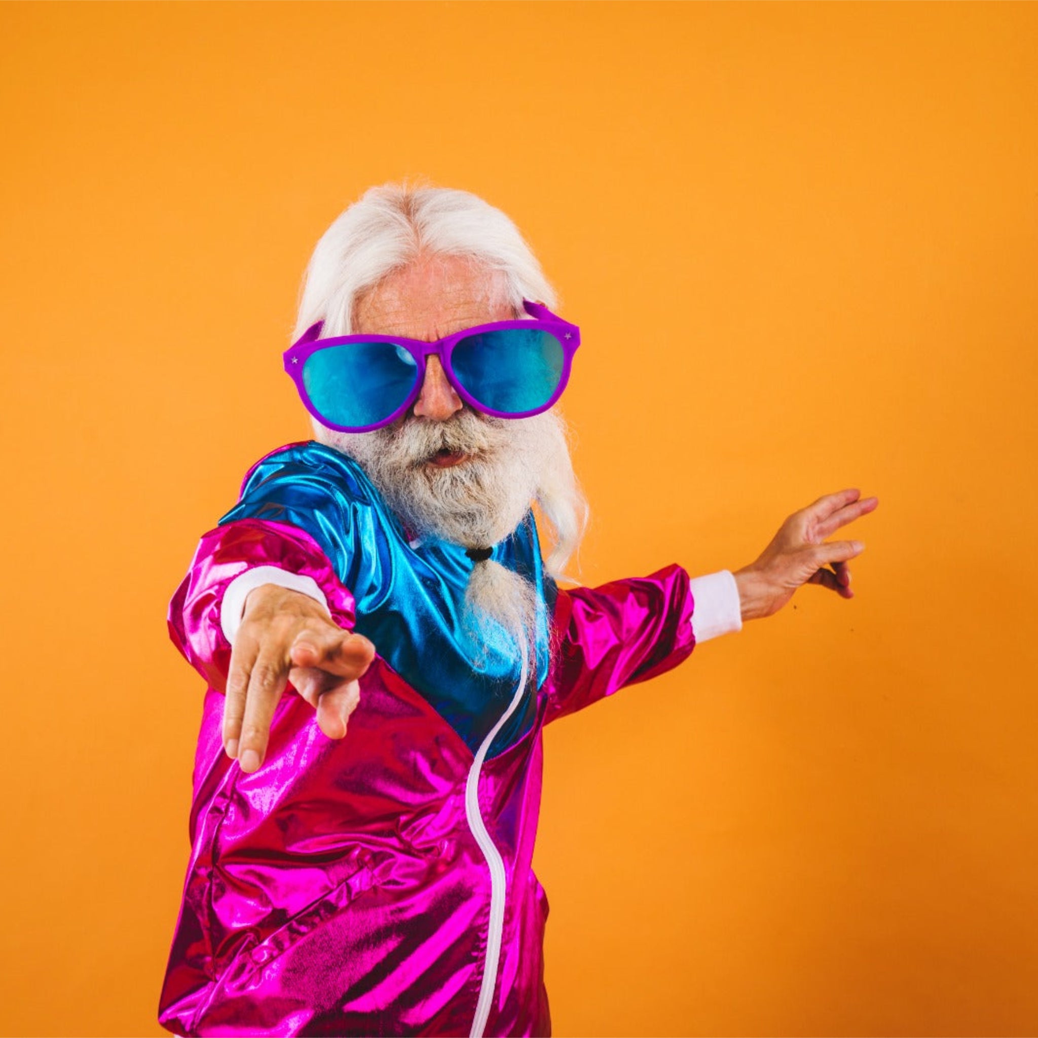 NO RAGRETS funky neon old man